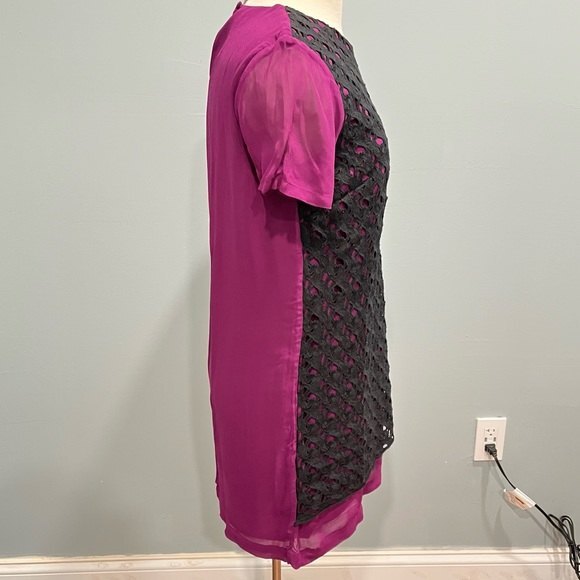 NWT French Connection Autumn Prune/Black Horse Lace Short Sleeve Tunic Dress 4 - Picture 4 of 9